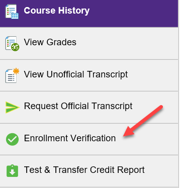 Click on Enrollment Verification